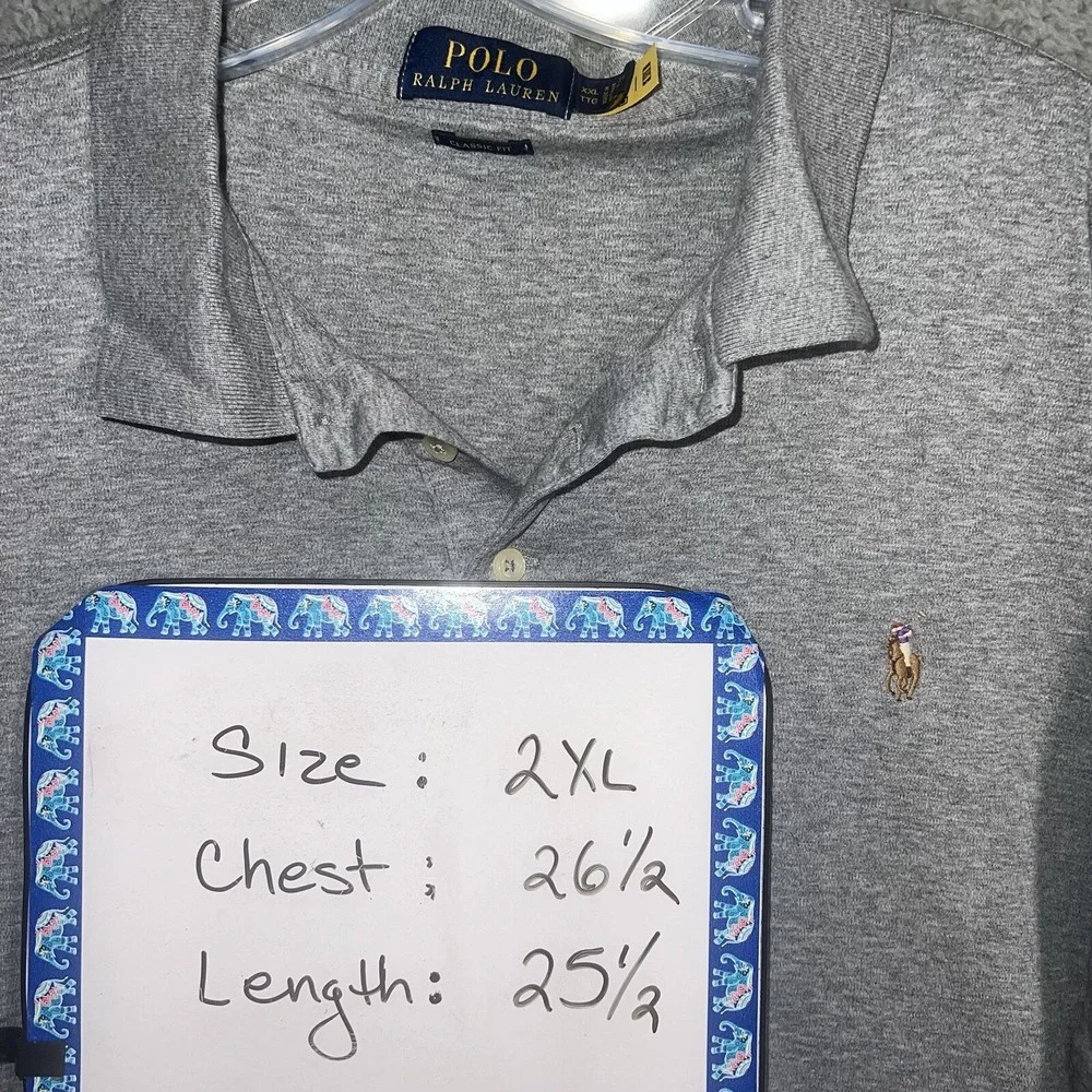 Polo Ralph Lauren Shirt Men's 2XL XXL Heather Gray Flesh‎ Pony Classic Fit Polo